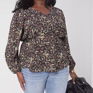Lane Bryant Montana Fields Classic V-Neck Babydoll Top Size: 18 EUC